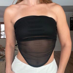 Black Sheer Strapless Top